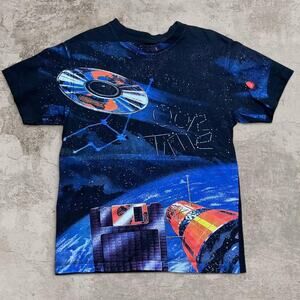 Lil tecca merch aop print space ship shirt size M